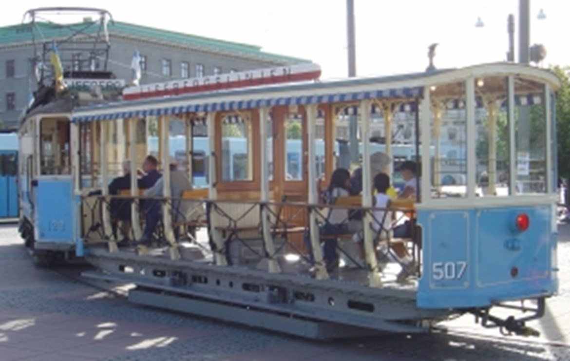 Öppna släpvagnen 507 vid Drottningtorget (Centralstationen)